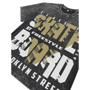 T-shirt classique en coton à manches courtes et col rond pour homme, style urbain Brooklyn, coupe régulière, motif imprimé lettres - Product Image 5