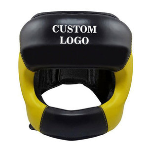 <b>Boxing</b> Head Guard PU Leather Black Brown Double Visor Protective Gear with Hook & Loop Closure for Adults Unisex Universal Use - Product Image 1