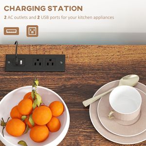 Tavolo da Mini Bar rustico marrone per vino e liquori con stazione di ricarica per illuminazione a LED e supporti in vetro per uso domestico - Product Image 5