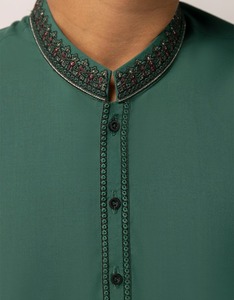 <b>Boys</b> Traditional Cotton <b>Kurta</b> Pajama Set Green Regular Fit Ankle Length India Pakistan Style Casual All Seasons - Product Image 3