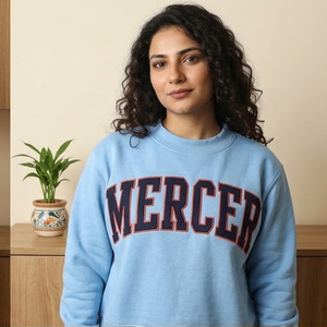 Mercer Women's Red Crew Neck Wholesale Black Greek Apparel Mock Neck <b>Sweatshirt</b> Custom <b>Embroidery</b> For Collegiate Greek - Product Image 2