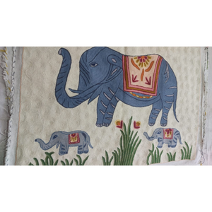 Premium Handmade <b>Canvas</b> Kashmiri <b>Wall</b> Hanging 2 Feet X 3 Feet Elephant Design Hand Embroidered Eco Friendly Home Office Hotel - Product Image 1