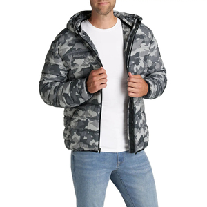 Men's High Street Style Long Sleeve <b>Camo</b> Design Winter Puffer <b>Jacket</b> Factory's New Arrival Customized Canvas Fabric Logo Printed - Product Image 1