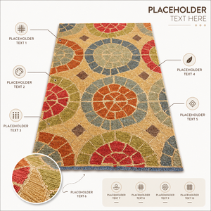 Alfombra de Yute Natural Tejida a Mano, Ecológica, Estilo Boho, Multicolor, Geométrica, Decorativa para Sala de Estar, Dormitorio y Hogar - Product Image 6