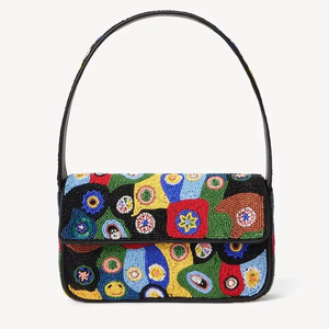 Sac à bandoulière perlé à motif floral, style bohème, à sangle unique, motifs blanc, rose, bleu, jaune, pour toutes les saisons, usage quotidien - Product Image 5