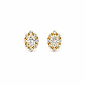 18ct Gold Floral Cluster <b>Stud</b> <b>Earrings</b> with Cubic Zirconia High Polish Elegant Wedding Party Gift Jewelry for Women Girls - Product Image 2