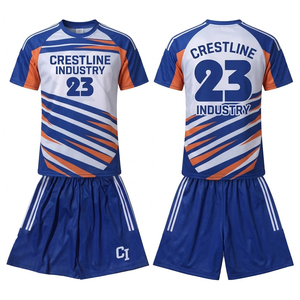 Conjunto de Camiseta y Pantalones Cortos de Fútbol Crestline Industry para Hombre, Cuello Redondo, Rayado, Absorbe la Humedad, Uniforme Deportivo con Estampado Sublimado - Product Image 5