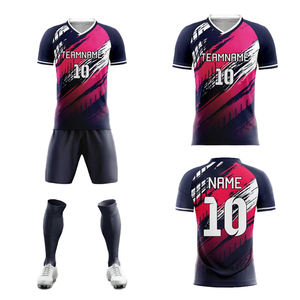 Maillot de football unisexe personnalisé, motif 3D imprimé par transfert thermique, respirant, anti-humidité, 100% polyester, col en V, manches courtes - Product Image 1