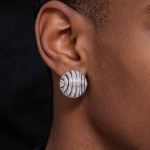 Pendientes de tuerca redondos de moissanita de lujo, plata 925, diseño geométrico a rayas, elegantes y brillantes, joyería llamativa, regalo para mujer - Product Image 1