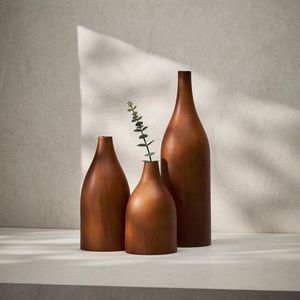 Vase en bois de manguier artisanal - Courbes élégantes, vente en gros personnalisée - Product Image 3