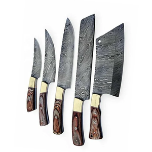 Steel Craft International, vente chaude, ensemble de couteaux de chef professionnels en acier inoxydable écologique, 5 pièces, manche en bois, cuisine - Product Image 1