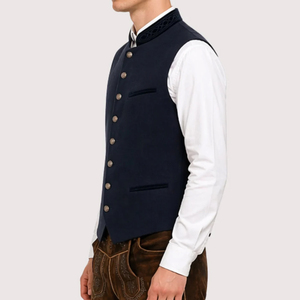 Gilet réversible traditionnel bavarois pour homme avec boutons en corne, chaud pour l'automne, tenue de Trachten pour l'Oktoberfest, sans manches, pour les festivals allemands - Product Image 2