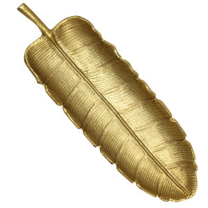 Nuevo Plato de Aluminio Fundido Moderno y Lujoso en Forma de Hoja, Brillante en Dorado y Plateado, para Vajilla de Mesa - Product Image 3