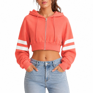 Women <b>Cropped</b> <b>Zip</b> Hoodie Casual Streetwear Soft Touch Trend Inspired Everyday Essential Premium Comfort Modern Style Lightweight - Product Image 2