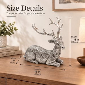 Silver Reindeer Figurine Zinc Alloy Animal Sculpture Home Decoration <b>Christmas</b> Tabletop Accent Traditional Design - Product Image 5