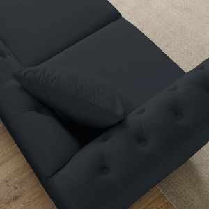 80 \ "Chesterfield divano trapuntato in velluto nero 3 posti divano arrotolato braccia chiodello per soggiorno camera da letto Apartment-3S 3S [Video] - Product Image 5
