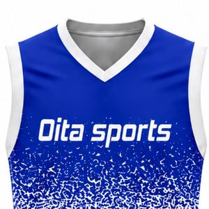 Custom White Blue Volleyball Sleeveless Shirt Athletic Team Sports Top Competition Uniform Practice Training Wear Clothing - Product Image 5