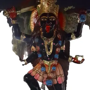 Hindu Religious Figurines For Temple & Home Decoration Bulk OEM Beautifully Designed Black Marble Mahakali Statues