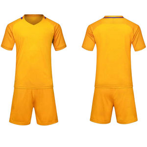 ชุดฟุตบอลสีเหลืองสำหรับผู้ชาย ชุดเสื้อเจอร์ซีย์แขนสั้นและกางเกงขาสั้นโพลีเอสเตอร์ระบายอากาศได้ดี ชุดกีฬาสำหรับผู้ใหญ่ - Product Image 2