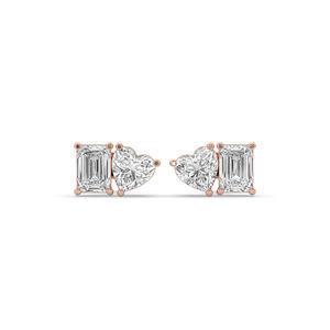 Boucles d'oreilles en or 14 carats avec émeraude cœur de 4,00 carats et diamants de laboratoire taille mixte, style boutique unique et léger, vente en gros - Product Image 2