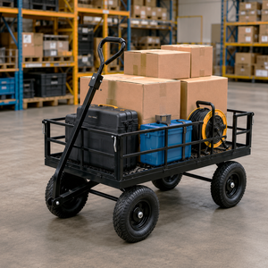 Metal Wagon <b>Cart</b> Carry Up To 1500lb with Removable Mesh Sides, Wagon 16" Pneumatic Tires Perfect For Carry Heavy Stuff ODGGAD014 - Product Image 1