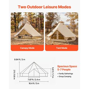 Tenda Oxford Bell 16.4 Piedi, Tenda Yurt 4 Stagioni per Campeggio con Foro per Stufa, Impermeabile e Traspirante, Capacità 7 Persone - Product Image 2