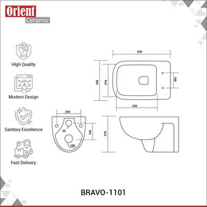Inodoro de Cerámica Blanco de Diseño de Lujo, de Calidad Excepcional, Precio al por Mayor, para Uso Doméstico y Comercial, Montado en la Pared, en Venta - Product Image 3