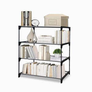 Modern 4-<b>Tier</b> Steel Shelving <b>Unit</b> 55x49x30cm Space Saving Freestanding Bookcase - Product Image 1