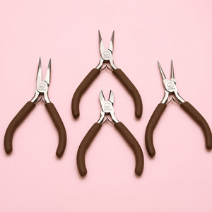 Mini Jewelry Making <b>Pliers</b> <b>Set</b> with Brown Ergonomic Handles for Wire Wrapping Beading DIY Jewelry Repair Tools - Product Image 1