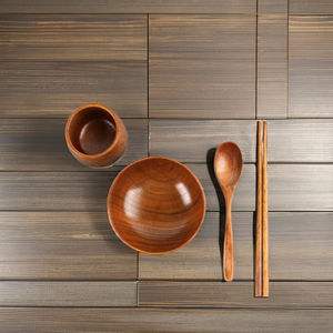 Ensemble de vaisselle en bambou durable personnalisable collection d'ustensiles en bois naturel pour la cuisine vente en gros - Product Image 1