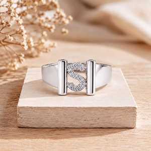 <b>Initial</b> Round Cut Lab Grown Diamond Engagement <b>Ring</b> For Color E Clarity VVS 0.7 Carat Bezel Set Classic Fine Jewelry Foe Women - Product Image 1