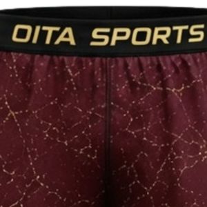 Shorts d'entraînement athlétiques à imprimé marbré bordeaux et or avec taille élastique, légers, respirants, pour le sport, la gym et la performance - Product Image 6