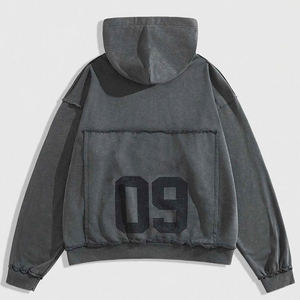 Sudadera con capucha y cremallera Glory Custom Acid Wash con estampado serigrafiado, nuevo diseño, 100% algodón, calidad premium, estilo oversized para streetwear. - Product Image 2