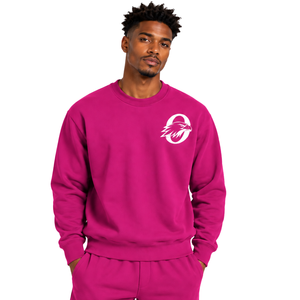 Sweat-shirt rose fuchsia pour homme, col rond, manches longues, pull décontracté en polaire, logo personnalisé, streetwear, vêtements de sport d'hiver, vente en gros - Product Image 1