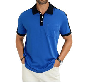 Men's Casual for Shirts Short Sleeve <b>Classic</b> Button Shirt Anti-Wrinkle Knitted Cotton Golf Tops with Pocket - Product Image 5