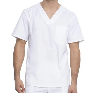 Unisex Hospital <b>Scrub</b> <b>Tops</b> in Polyester/Spandex Woven Fabric with Needle Detection and Seamless Fusing - Product Image 3