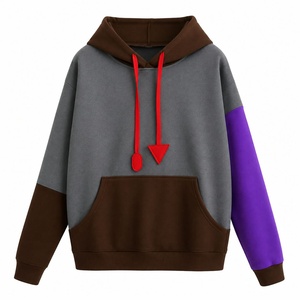 Sudadera con Capucha Unisex con Bloques de Color, Diseño de Parches, Corte Regular, Informal, para Otoño, Tejido de Punto, Impermeable - Product Image 1