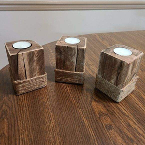 Hot Selling Set of 2 Wooden <b>Candle</b> Pillar Holder Modern Design Natural Colour <b>Taper</b> <b>Candle</b> Holder for Christmas Decoration - Product Image 5