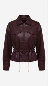Chaqueta Casual de Invierno para Mujer, de PU, con Cintura Ajustable con Cordón, Cuello Alto, Cierre de Cremallera, Larga, OEM - Product Image 5