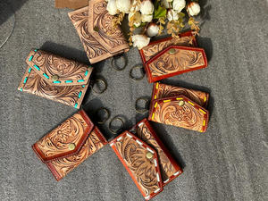 Nueva Cartera de cuero mecanizada a mano con llavero Mini llavero cartera pequeña girasol cuero genuino monedero occidental para mujer - Product Image 3