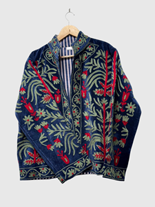Veste en polaire brodée bohème à manches longues, col mandarin, motif floral, grande taille, vêtements d'automne pour femmes - Product Image 2