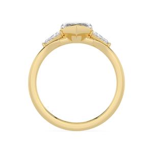 Bagues de fiançailles en diamant de laboratoire, trois pierres, sertissage demi-cerclé, taille étagée, super fantaisie, longue taille triangle marquise, pour femme, or rose - Product Image 2