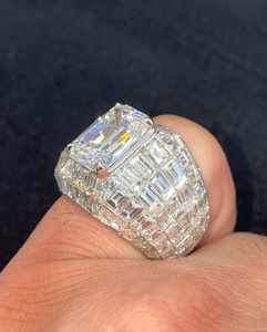 Anillo Clásico de Moissanita con Corte Esmeralda Grande de 8 Quilates, Chapado en Oro Amarillo, Joyería de Lujo Estilo Hip Hop para Mujer - Product Image 2