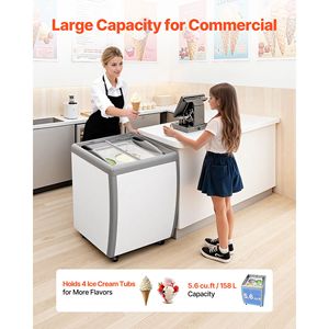 Congelador comercial de 5.6 pies cúbicos para gelato con tapa y caja con cerradura, vitrina expositora de helados para uso en restaurantes - Product Image 3