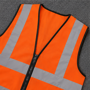 Gilet de sécurité réfléchissant haute visibilité unisexe orange en polyester pour le travail - Product Image 3