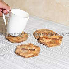 ชุดที่รองแก้วไม้ทำด้วยมือสำหรับเครื่องดื่มที่รองแก้วไม้ธรรมชาติสำหรับเครื่องดื่มร้อนและเย็นจานรองแก้วไม้แบบชนบทโดยงานฝีมือช่างฝีมือ - Product Image 2