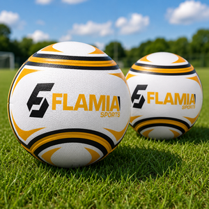 Balón de Fútbol Flamia Sports Ecológico con Cámara de Butilo, Blanco, Negro y Naranja, con Logotipo Impreso, Talla 5, para Interior, Alto Rendimiento - Product Image 6