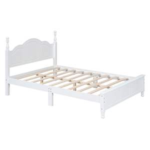 Retro Style Full Size Wood <b>Platform</b> <b>Bed</b> <b>Frame</b> with White Wooden Slat Support Model D0100H5PNL2 - Product Image 4