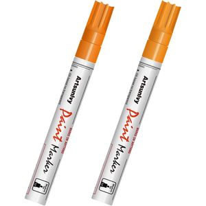 Confezione da 2 Pennarelli Impermeabili a Base d'Olio Arancioni ad Asciugatura Rapida per Pneumatici, Gomma, Legno, Rocce, Metallo, Tela - Product Image 1