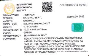 มรกตสีเขียวทรงแปดเหลี่ยม 4.75 กะรัต จากแซมเบีย พลอยหลวม ETiS-310 - Product Image 6